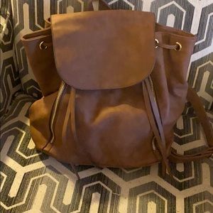 Brown Backpack with Gold Hardware